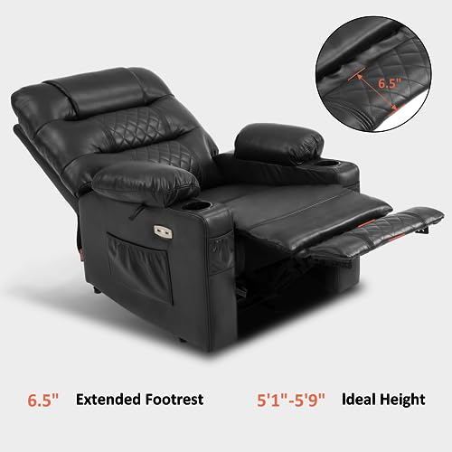 Zero Gravity Power Recliner Chair with Heat and Vibration Massage, USB Ports, Cup Holders, Faux Leather G3748