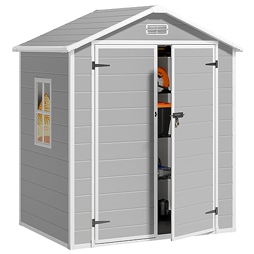Outdoor Resin Storage Shed 5x3 FT with Lockable Door for Garden, Patio, Backyard W247105