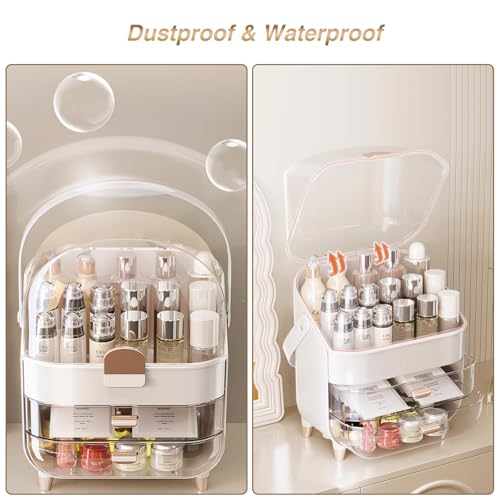 Makeup Organizer with LED Light and Mirror, Desktop Storage Box with Drawers A701