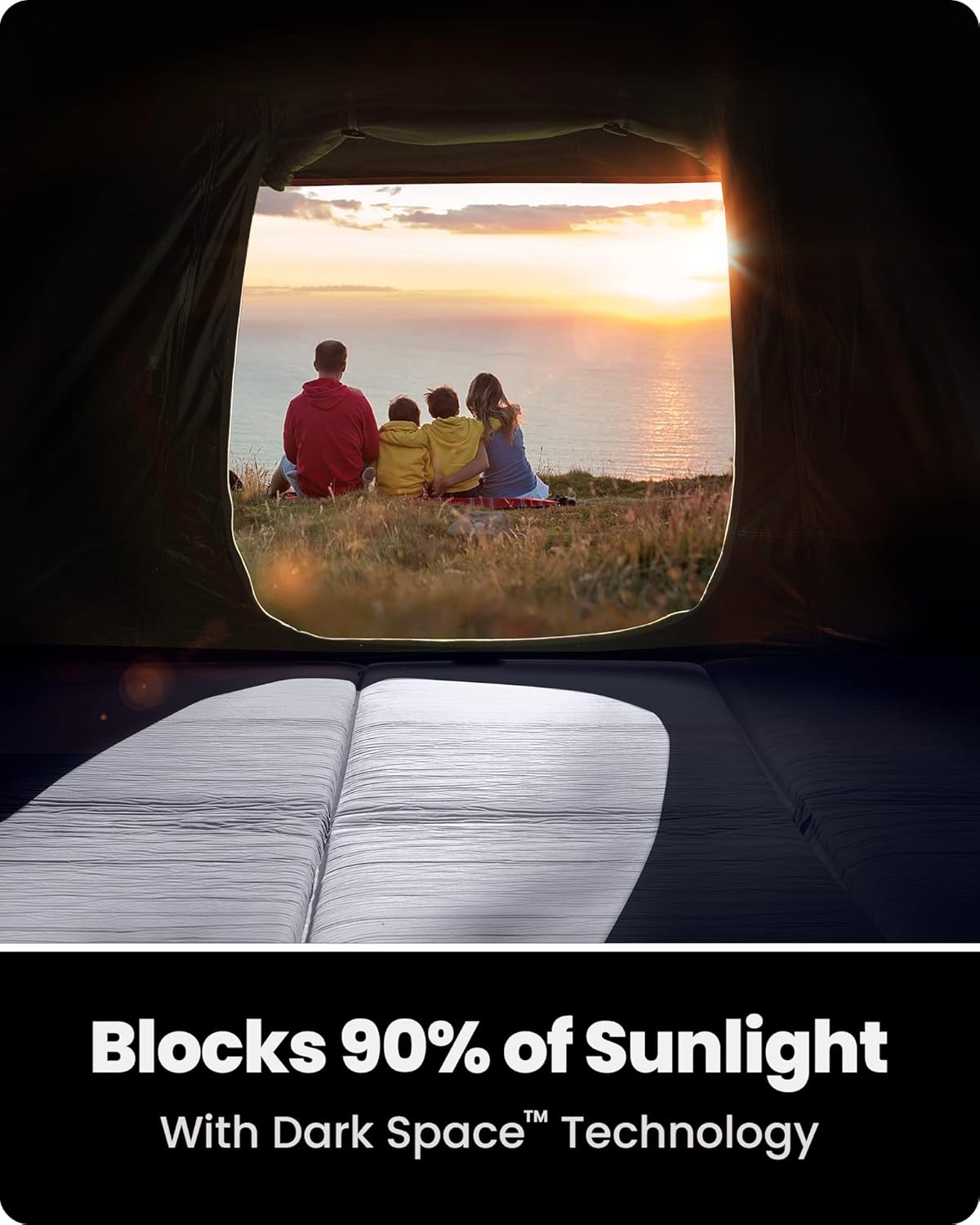 4/6 Person Instant Camping Tent with Dark Space Technology, Weatherproof Pop Up Cabin Tent M456