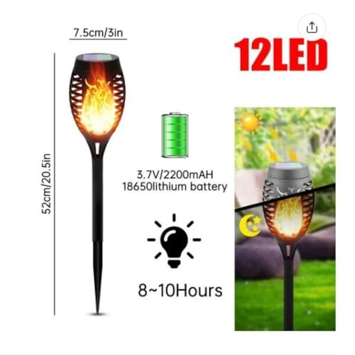 Solar Torch Lights Outdoor 4-Pack Flickering Flame Waterproof Garden Decor R5829