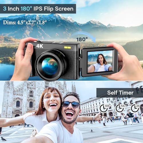 4K 48MP Digital Camera for Photography and Vlogging with Flip Screen M29302