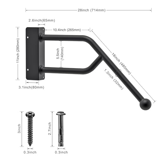 Heavy Duty Handrail for 1-3 Steps, Safety Grab Bar for Elderly, 28" Long I9509