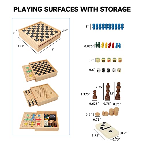 16" 3-in-1 Wooden Folding Chess, Checker & Backgammon Board Game Set L259