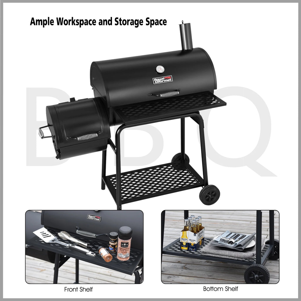 Charcoal Grill with Offset Smoker and BBQ Gloves X1282