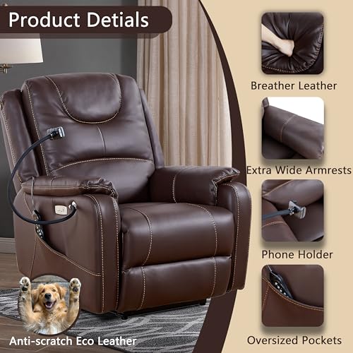 Zero Gravity Electric Recliner with Heat and Massage, Phone Holder, USB Port T74234