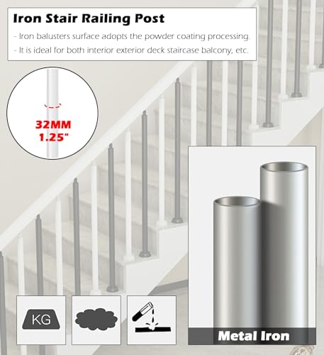 Round Spindles for Staircase, 2 4 6 Pieces Modern Iron Stairs Balusters with Swivel Top Bracket I998