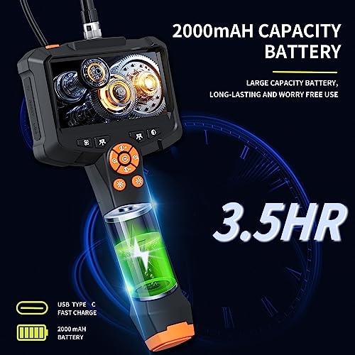 1080P HD Borescope with 8 Adjustable Lights, 16.4ft Semi-Rigid Snake Camera, IP67 Waterproof J638712