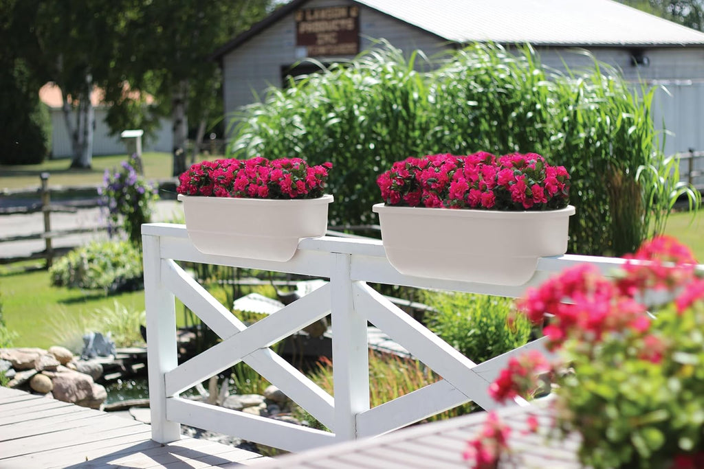 24" Dual Deck Railing Planter, White, Set of 2 G63022