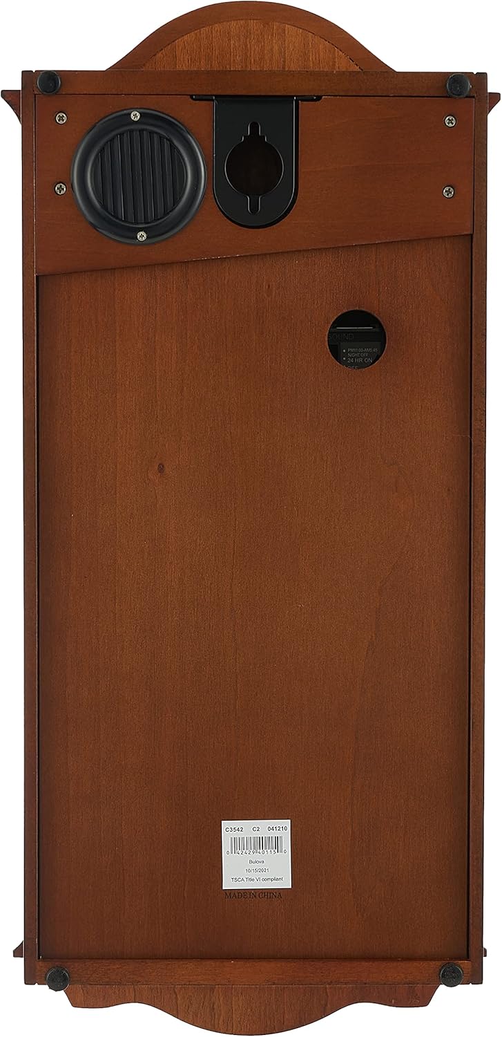 Wall Mount Analog Wooden Chiming Clock, Brown P829