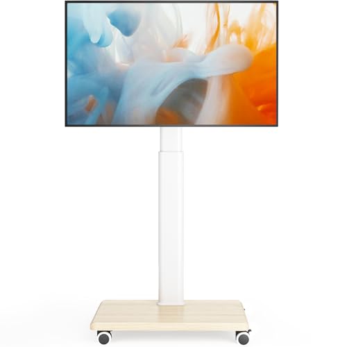 Rolling Floor TV Stand with Wheels, Height Adjustable for 27-65 Inch TVs B690