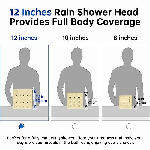 All Metal 12 Inch Rainfall Shower Head with Handheld Spray Combo R90121