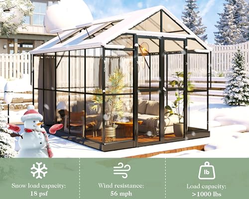8x10x7.5 FT Outdoor Aluminum Polycarbonate Greenhouse with Ventilation and Rain Gutter C279792