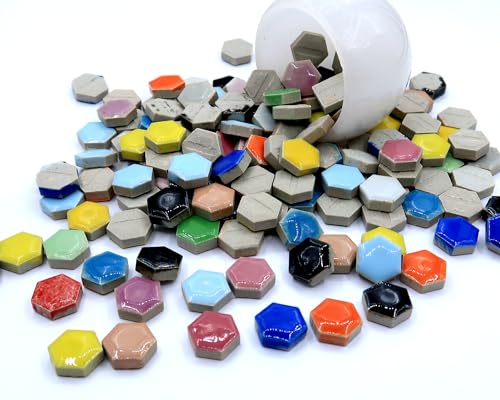 Hexagon Ceramic Mosaic Tiles for Crafts, Pack of 100 N189690