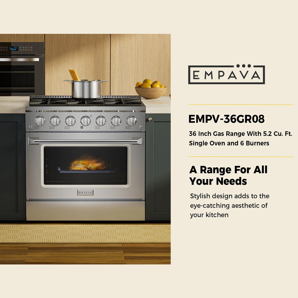 36 in. 5.2 cu. ft. Slide-In Single Oven Gas Range with 6 Sealed Burners, Stainless Steel K6199
