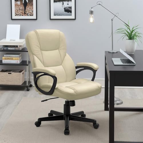 Office Executive Chair High Back Adjustable Swivel PU Leather with Lumbar Support I3854