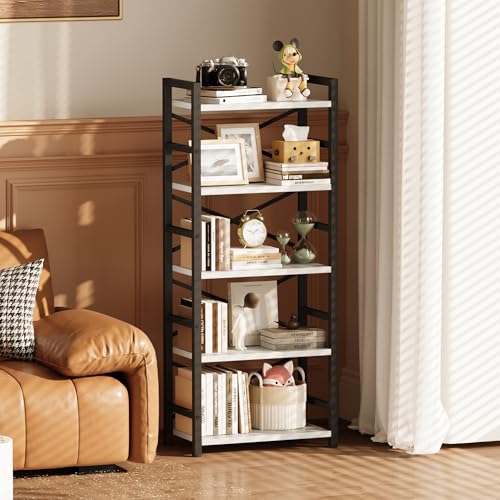 3 Tier Industrial Bookcase, Rustic Etagere Bookshelf for Living Room U5786