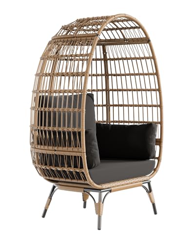 Wicker Egg Chair with Cushions and Ottoman L257