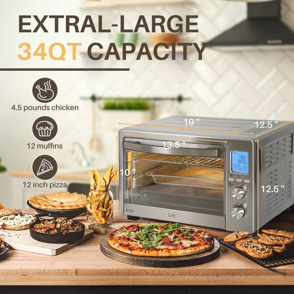 Air Fryer Toaster Oven 12-in-1 Countertop Convection Oven, 34 QT, Stainless Steel W674
