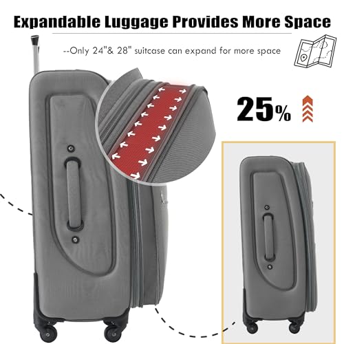 Softside 3-Piece Expandable Luggage Set with TSA Lock Spinner Wheels S375