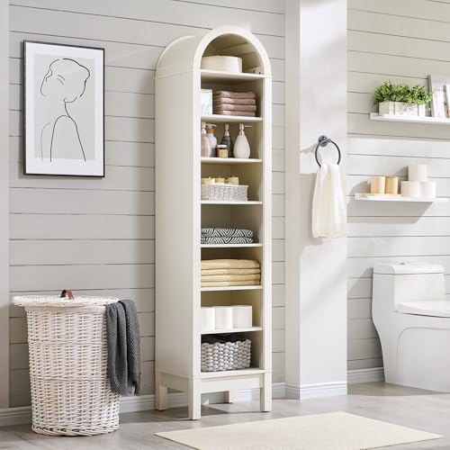 Arched Bookshelf, 7-Tier Bookcase with Adjustable Shelves A456