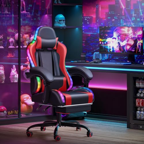 Gaming Chair with Footrest and Massage Lumbar Support J131131