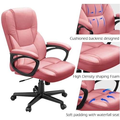 Office Executive Chair High Back Adjustable Swivel PU Leather with Lumbar Support I3854