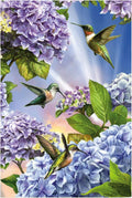 Evergreen Flag Hummingbirds and Hydrangeas Garden Suede Flag 12.5 x 18 Inch Double Sided Durable Outdoor Flag for Homes and Gardens