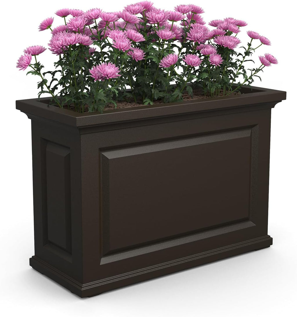 Mayne Inc. Nantucket Trough Planter - Black - 36in L x 16in W x24in H - with 17.3 Gallon Built-in Water Reservoir (4847-B)