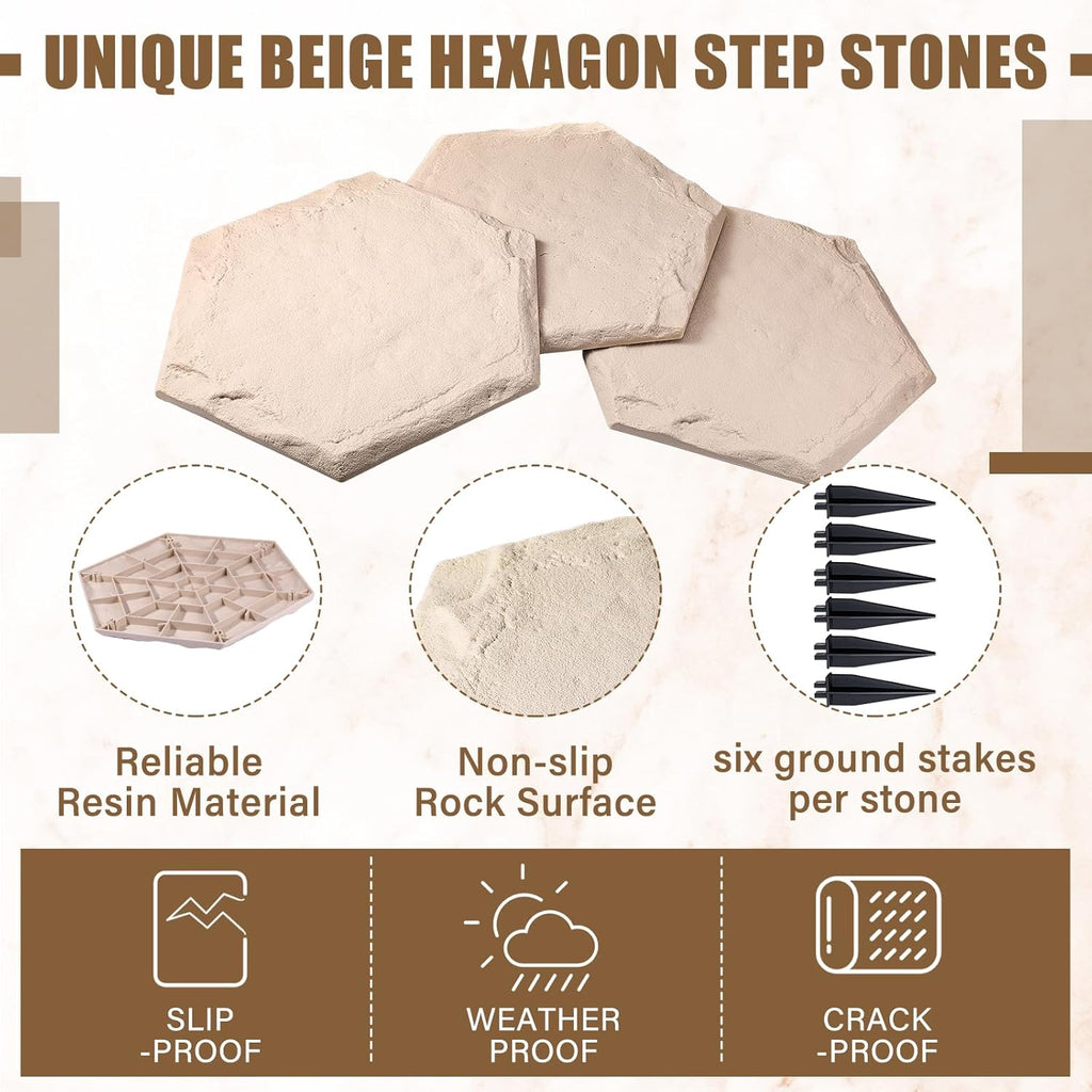 15.5 Inch Stepping Stones Outdoor with Ground Stakes for Pathway Lawn Garden I338