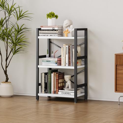 3 Tier Industrial Bookcase, Rustic Etagere Bookshelf for Living Room U5786