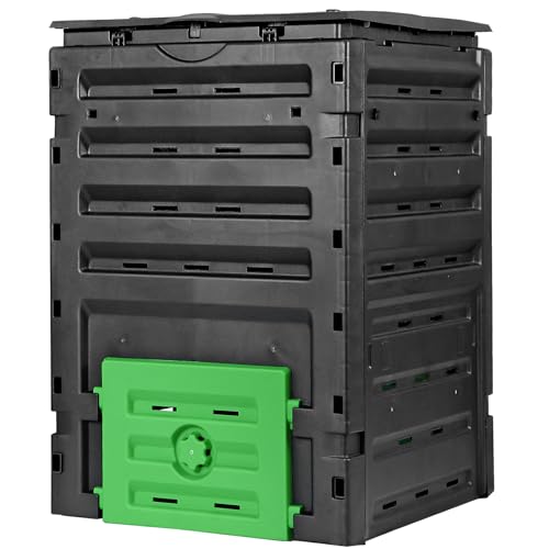 Large Garden Compost Bin, 80 Gallon (300L) Outdoor Composter Tumbler from BPA-Free Material for Fast Creation of Fertile Soil, Lightweight, Easy Assembly and Kitchen Waste Composting
