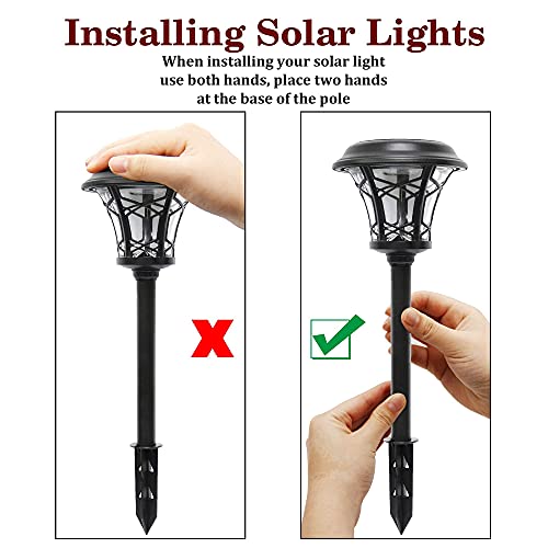 Solar Powered Pathway Lights 6 Pack, Warm White LED Outdoor Garden Lights T3635