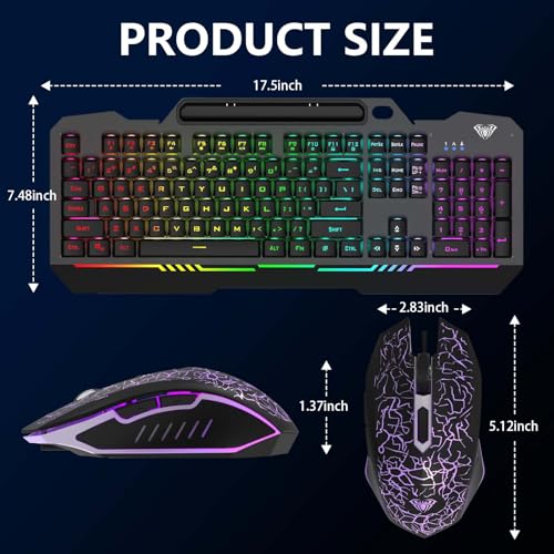 Gaming Keyboard and Mouse Combo, RGB Backlit, USB Wired A5894