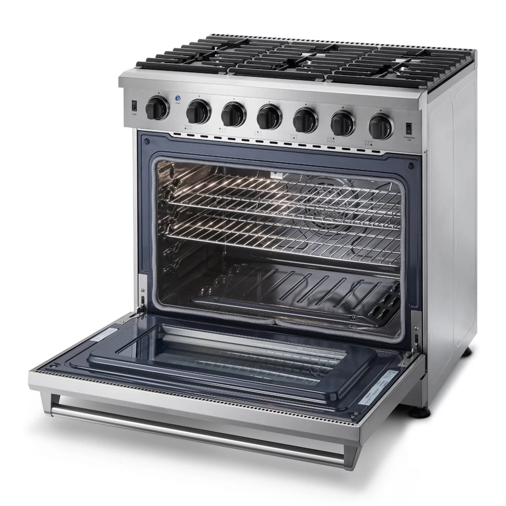 36-Inch Gas Range, 6 Burners, Stainless Steel A6518