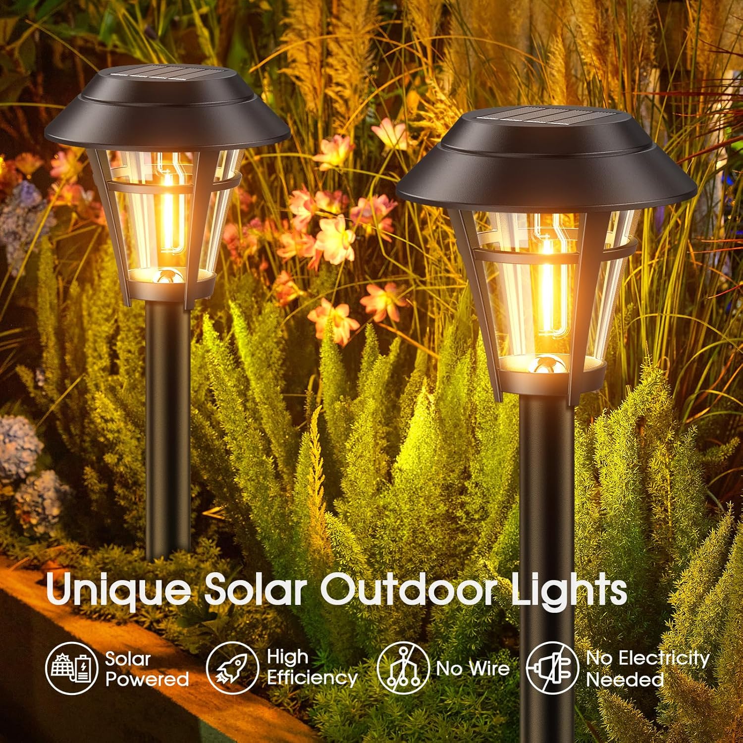 Solar Pathway Lights Outdoor, 10 Pack, Waterproof, Auto On/Off C50421