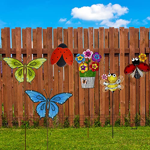 Blue Butterfly Metal Garden Stake Y6575