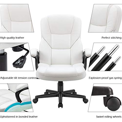 Office Executive Chair High Back Adjustable Swivel PU Leather with Lumbar Support I3854