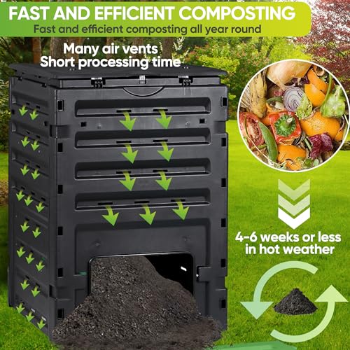 Compost Bin, 80 Gallon Outdoor Tumbler, BPA-Free, Easy Assembly H5747