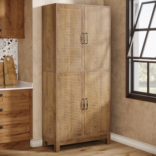 70" Tall Kitchen Pantry Cabinet with Adjustable Shelves, 6-Tier Storage Cabinet with Doors S4665