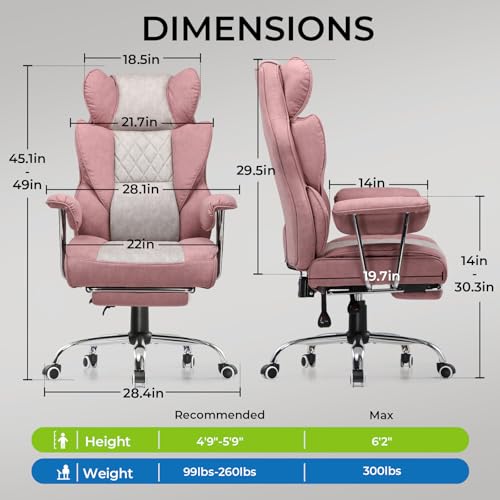 Gaming Chair with Lumbar Support and Footrest, PU Leather, Black E8234