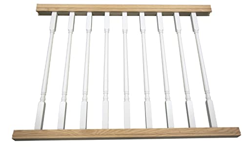 DIY Indoor Stair Rail Section Kit with Primed White Wood Colonial Balusters (5141 Style, 1 1/4" thick) (7 foot 6 inches, Rake)