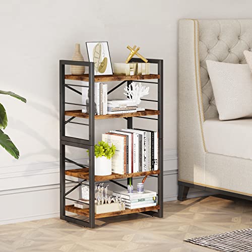 3 Tier Industrial Bookcase, Rustic Etagere Bookshelf for Living Room U5786