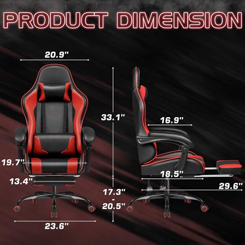 Gaming Chair with Footrest and Massage Lumbar Support J131131