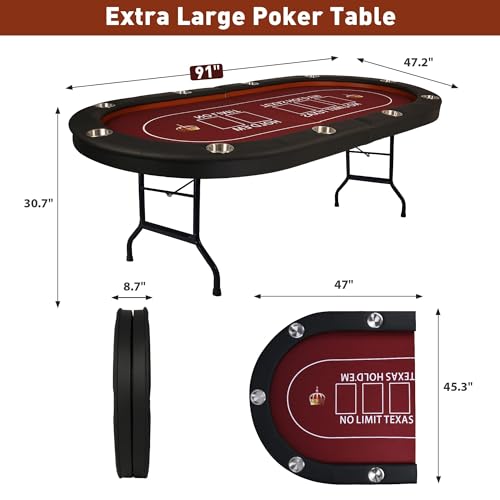 Foldable Blackjack Poker Table with Cup Holders G3690