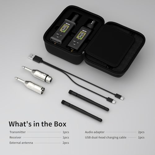 UHF Wireless XLR Transmitter and Receiver with Dual Antennas, 470ft Range, Plug-on Mic Adapter J8486