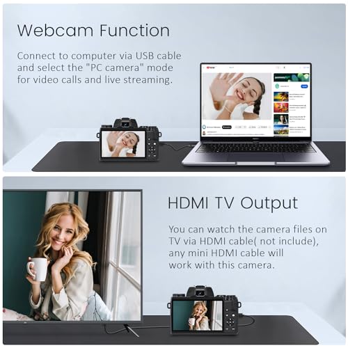 4K 64MP WiFi Touch Screen Vlogging Camera with Flash and 32GB SD Card X958972