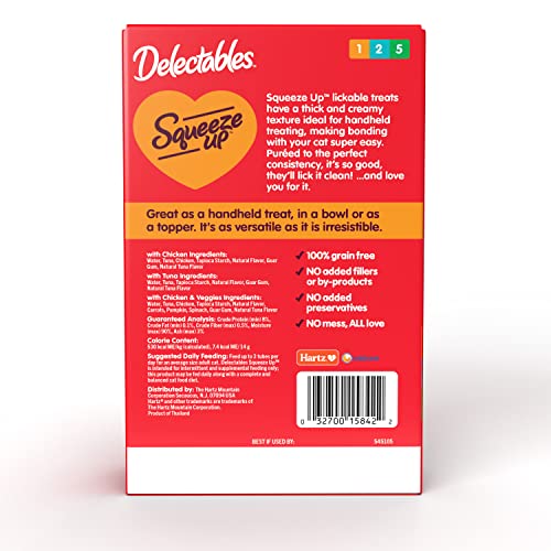 Handheld Lickable Treats for Cats, Chicken and Tuna Salmon, 54 Count A909