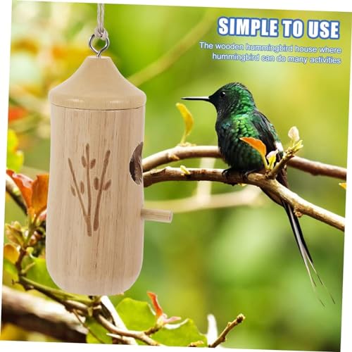 Wooden Hummingbird House with Feeder, Hanging Nesting Box, 2 Pack D23100