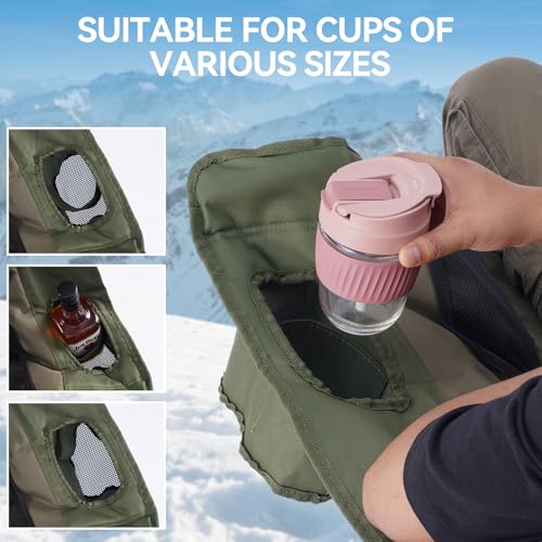 Padded Double Camping Chair for 2 Person with Cup Holders, Grey Y59052